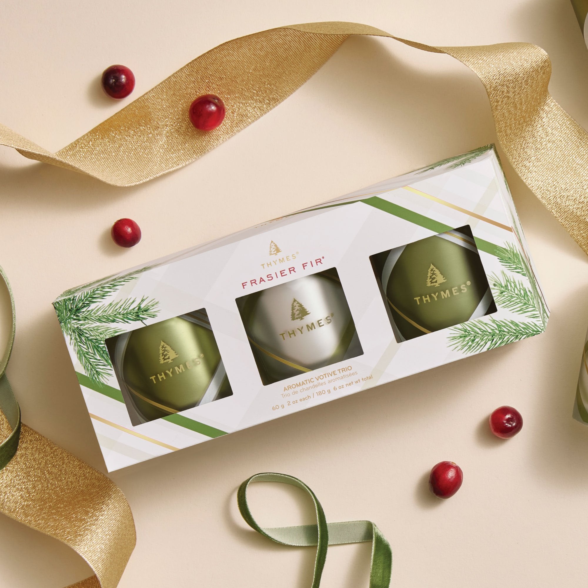 Frasier Fir® Frosted Plaid Votive Trio - Image 2