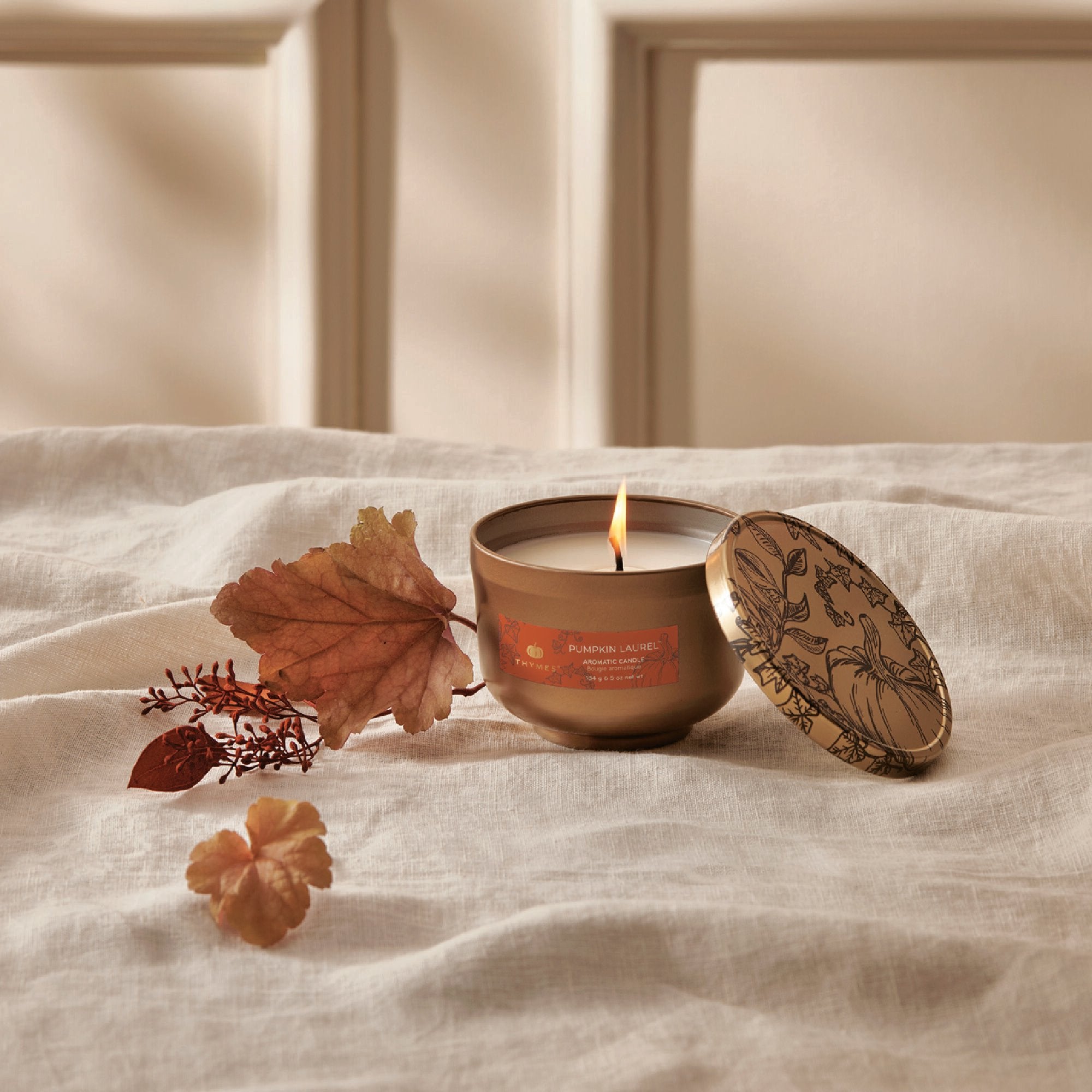 Pumpkin Laurel Poured Candle Tin with Gold Lid - Image 2